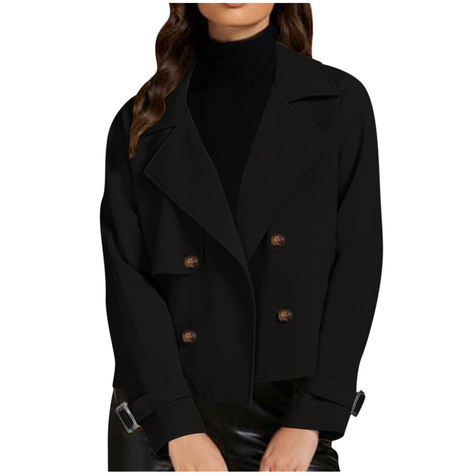 Charlotte Womens Short Double Breasted Trench Coat With Cropped Tailored Fit Belted Chic Style