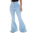 thumbnail image 1 of Tdoqot Womens Flare Jeans Casual High Rise Wide Leg Womens Denim Pants Light Blue Size 6, 1 of 6