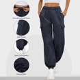 thumbnail image 1 of Tdoqot Womens Fleece Sweatpants with Multiple Pockets- Casual High Rise Relaxed Fit Elastic Waist Drawstring Cargo jogger Pants Navy Size XL, 1 of 9