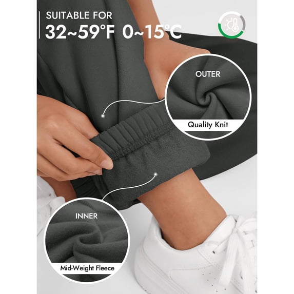 Tdoqot Womens Fleece Sweatpants with Multiple Pockets- Relaxed Fit Elastic Waist Casual High Rise Drawstring Cargo jogger Pants Dark Gray Size L