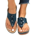 thumbnail image 1 of Tdoqot Womens Flip Flops- Cute Beach Summer Comfortable Arch Support Flat Sandals Navy Size 7.5, 1 of 9