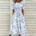 thumbnail image 1 of Tdoqot Womens Floral Sun Dresses- Vintage Casual Maxi Dresses Short Sleeve Womens Summer Dresses 2024 Beach Dress Blue, 1 of 7