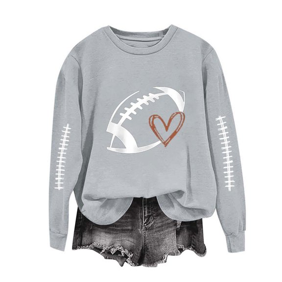Tdoqot Womens Graphic Sweatshirt- Casual Loose Fit Fashion Long Sleeve Cute Pullover Fall Tops Gray Size XL