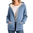thumbnail image 1 of Tdoqot Womens Hoodie Fleece Lined- Warm Casual Full Zip Midweight Fall Winter Jacket Blue Size XL, 1 of 8