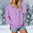 thumbnail image 1 of Tdoqot Womens Hoodie with Zippers- Casual Fall Long Sleeve Drawstring Lightweight Sweatshirt Jacket Purple Size XL, 1 of 5