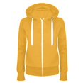 thumbnail image 1 of Tdoqot Womens Hoodies- Solid Long Sleeve Zip up Fall Fleece Crewneck Slim Fit Casual Activewear for Women Yellow Size 2XL, 1 of 3