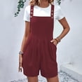 thumbnail image 1 of Tdoqot Womens Jumpsuits Dressy Casual- Short Rompers Cotton Sleeveless Summer Overalls with Pockets Wine Size 3XL, 1 of 6