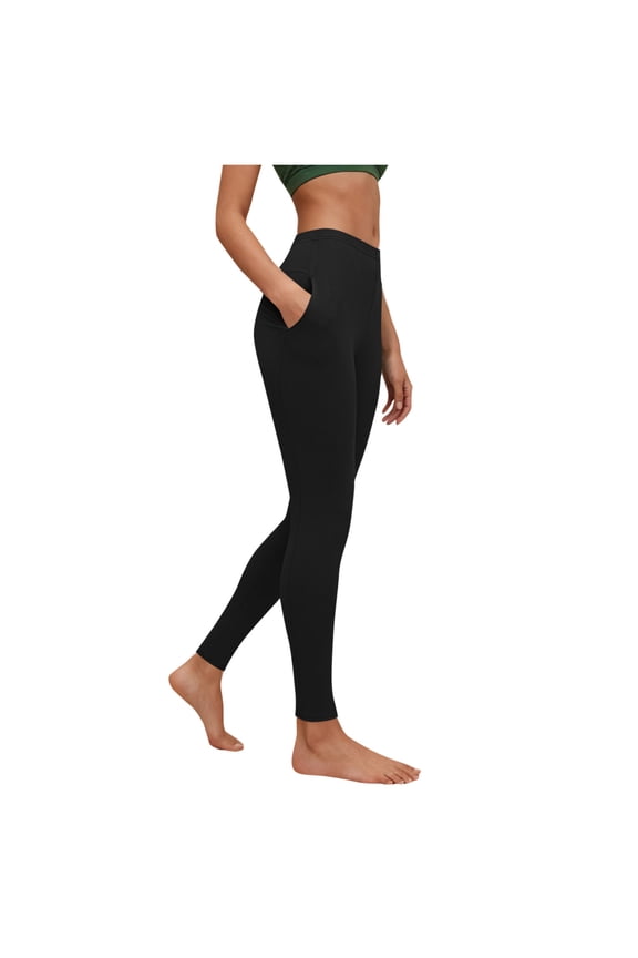 Womens Leggings with Pockets- Tummy Control Workout High Waist Stretch Yoga Pants Black Size XL