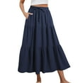 thumbnail image 1 of Tdoqot Womens Maxi Skirts with Pockets- Elegant Casual Elastic Waist Polka Dot Drawstring Ruffle Skirt Navy Size M, 1 of 5