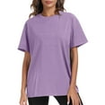 thumbnail image 1 of Tdoqot Womens Oversized Cotton T Shirts- Casual Summer Short Sleeve Soft Basic Tees Tops Purple Size M, 1 of 8