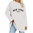 thumbnail image 1 of Tdoqot Womens Oversized T Shirts Tops- Crewneck Casual Fashion Long Sleeve New York Graphic Shirts Tops White Size L, 1 of 3