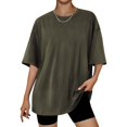 thumbnail image 1 of Tdoqot Womens Oversized T Shirts- Trendy Short Sleeve Soft Cotton Crewneck Casual Summer Tops Tees Army Green Size M, 1 of 3