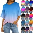 thumbnail image 1 of Tdoqot Womens Oversized T Shirts with Pocket- Soft Casual Short Sleeve Summer Gradient Trendy Tops Sky Blue Size S-2XL, 1 of 7