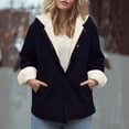thumbnail image 1 of Tdoqot Womens Parkas with Hood- Fur Lined Button Up Turdown Collar Warm Casual Winter Coats Navy Size S, 1 of 7