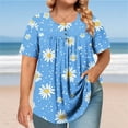 thumbnail image 1 of Tdoqot Womens Plus Size Graphic Shirts- Henley Shirts Casual Loose Fit Short Sleeve Summer Tunic Tops Blouse Light Blue Size 4XL, 1 of 6