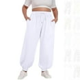 thumbnail image 1 of Tdoqot Womens Plus Size Sweatpants with Drawstring- Stretch Elastic Waist Casual Baggy Joggers White Size 4XL, 1 of 6
