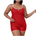 thumbnail image 1 of Tdoqot Womens Plus Size Swimsiuits Tankini 2 PC- Halter Backless Modest Built In Bra Bathing Suit Red Size 3XL, 1 of 7