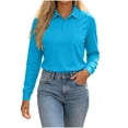 thumbnail image 1 of Tdoqot Womens Polo Shirts with Pocekt- Long Sleeve Fall Regular Fit Casual Dressy Business Tops Sky Blue Size XL, 1 of 7