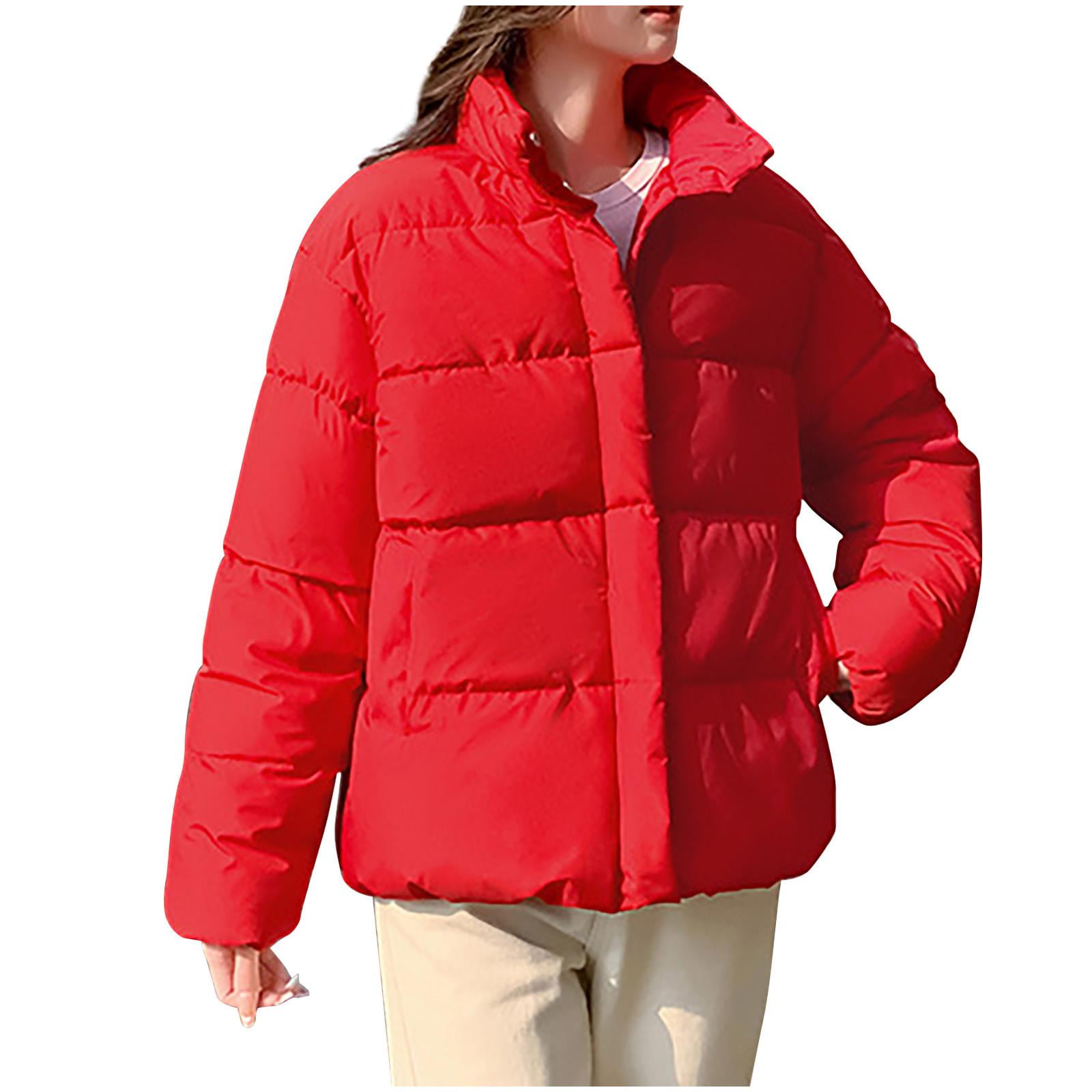 Tdoqot Womens Puffer Jacket Long Sleeve with Hood Casual Zip up