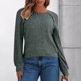 thumbnail image 1 of Tdoqot Womens Ribbed Fall Shirts- Long Sleeve Fashion Soft Crewneck Lace Tops Army Green Size L, 1 of 8