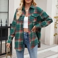 thumbnail image 1 of Tdoqot Womens Shackets Jackets Lightweight- Long Sleeve Casual Soft Cotton Fall Fashion Plaid Shirt Green Size M, 1 of 6