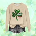 thumbnail image 1 of Tdoqot Womens St Patricks Day Sweatshirts- Crewneck Lucky Cute Long Sleeve Shirts Pullover Tops Beige Size 2XL, 1 of 4