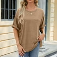 thumbnail image 1 of Tdoqot Womens Summer Tops Loose Fit Short Sleeve Soft Casual Crewneck Oversized T Shirts 2024 Khaki Size L, 1 of 7
