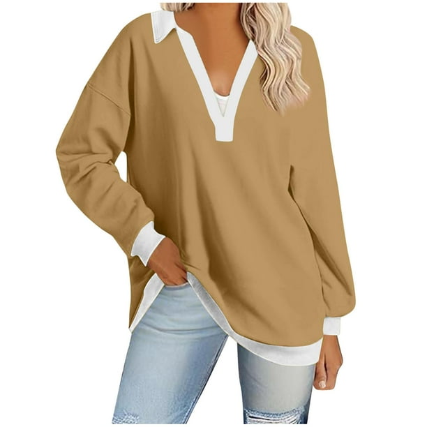 Fashion V-neck Casual Long-Sleeved Sweatshirt Fashion V-neck Casual Long-Sleeved Sweatshirt