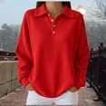 thumbnail image 1 of Tdoqot Womens Sweatshirts With Collar- Lapel Long Sleeve Casual Loose Fit Spring Shirts Red Size 3XL, 1 of 7