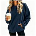 thumbnail image 1 of Tdoqot Womens Sweatshirts with Pockets- Loose Fit Long Sleeve Crewneck Casual Fall Trendy Pullover Tops Navy Size L, 1 of 6