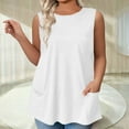 thumbnail image 1 of Tdoqot Womens Tank Tops with Pockets- Crewneck Summer Soft Sleeveless Loose Fit Casual Cotton Shirts White Size L, 1 of 6