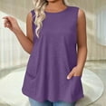 thumbnail image 1 of Tdoqot Womens Tank Tops with Pockets- Sleeveless Casual Summer Soft Loose Fit Crewneck Cotton Shirts Purple Size 3XL, 1 of 6
