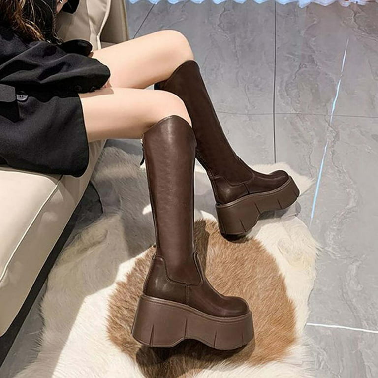 Red Bottom Suede Womens Thigh High Boots Platform Chunky Thick Heels Sexy  Fashion Over the Knee Boots Plus Size Black Brown