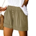thumbnail image 1 of Tdoqot Womens Trendy Cotton Linen Shorts- Casual Summer Elastic Waist Baggy Dressy Lounge Shorts with Pockets Khaki Size S, 1 of 7