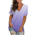 thumbnail image 1 of Tdoqot Womens Trendy Gradient Shirts- Short Sleeve Summer V-Neck Casual Loose Fit Tops Blouse Mint Green Size XL, 1 of 7