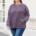 thumbnail image 1 of Tdoqot Womens Trendy Plus Size Corduroy Sweatshirts- Long Sleeve Crewneck Casual Fall Pullover Tops Purple Size 4XL, 1 of 6
