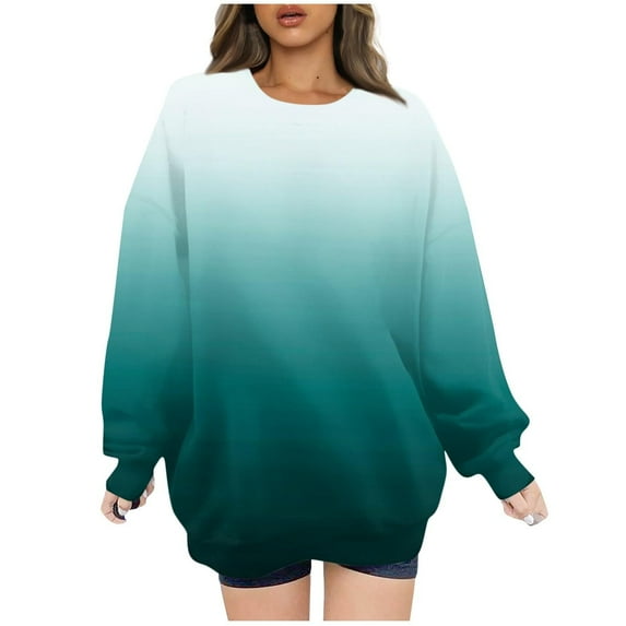 Tdoqot Womens Trendy Sweatshirts- Crewneck Casual Pullover Gradient Tunic Tops Mint Green Size XL