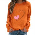 thumbnail image 1 of Tdoqot Womens Valentines Shirts- Long Sleeve Heart Print Cute Casual Pullover Sweatshirt Tops Orange Size L, 1 of 5