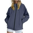 thumbnail image 1 of Tdoqot Womens Waterproof Windbreaker with Hood- Fashion Lightweight Loose Casual Full Zip Fall Outdoor Hiking Jackets Navy Size S, 1 of 9