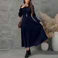 thumbnail image 1 of Tdoqot Womens Wedding Guest Dresses- Long Sleeve Ribbed Knit Elegant Casual Crewneck Spring Maxi Dresses Navy Size XL, 1 of 7