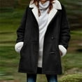 thumbnail image 1 of Tdoqot Womens Winter Cots Sherpa Lined- Loose Fit Casual Lapel Button Up Warm Wool Coats Black Size 2XL, 1 of 5