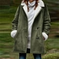 thumbnail image 1 of Tdoqot Womens Winter Cots Sherpa Lined- Warm Casual Loose Fit Button Up Lapel Wool Coats Army Green Size 3XL, 1 of 5