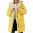 thumbnail image 1 of Tdoqot Womens Winter Long Coats with Hood- Casual Full Zip Warm Windproof Sherpa Lined Puff Jacket Parkas Yellow Size L, 1 of 6