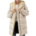 thumbnail image 1 of Tdoqot Womens Winter Long Coats with Hood- Warm Casual Full Zip Windproof Sherpa Lined Puff Jacket Parkas Beige Size 3XL, 1 of 6