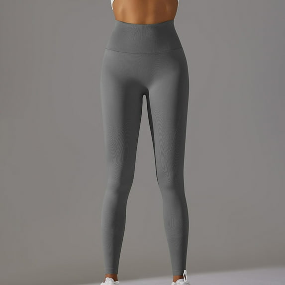 Tdoqot Workout Leggings for Women- Stretch Slim Fit Cotton Gym Tummy Control Butt Lifting High Rise Seamless Yoga Leggings Gray