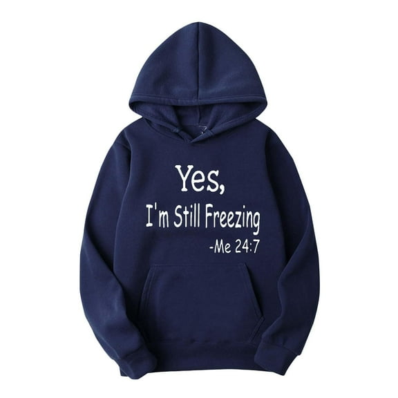 Tdoqot Young Mens Hoodies- Fashion Loose Fit Pullover Casual Long Sleeve Hooded Sweatshirt Navy Size M