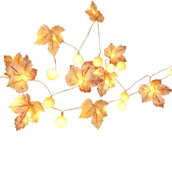 Tdxkok 1.5M Warm White LED Pumpkin Maple Leaf Fairy String Lights Mini Pumpkin Bulb Garland Fall Thanksgiving Illuminated Decor for Indoor Window Mantel Holiday Table Layout