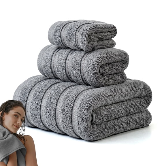 Tdxkok 3 Pack Microfiber Bath Towels Ribbed Textured Superfine Fiber Soft Absorbent Pill-Free Shower Towels Quick Dry Bathroom Towels Set for Home Spa Gym