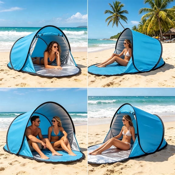 Tdxkok Pop up Beach Tent,Portable Sun Shelter with UV 50+ Protection for Seaside and Picnic, Sky Blue