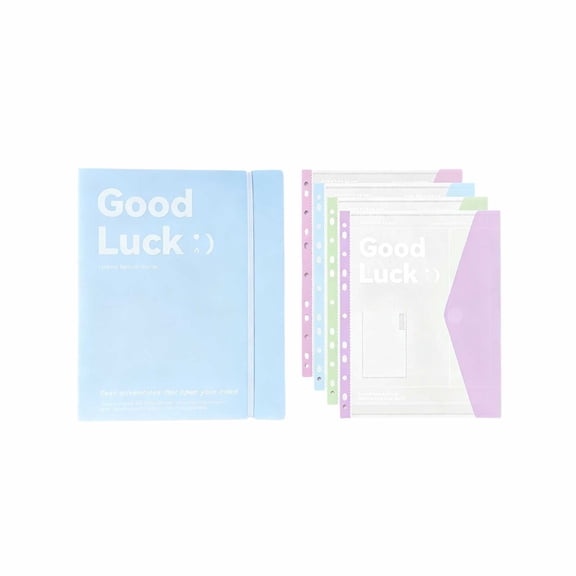 Tdxkok Campus Life,A4 File Folder with 4 Document Sleeves Pastel Plastic Organizer Binder Pocket Storage Holder for Papers Notes office School Supplies A